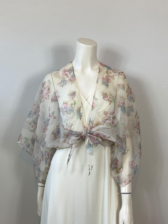 Bohemian 70s Sundress & Overlay Blouse| 70s Ivory… - image 7