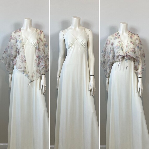 Bohemian 70s Sundress & Overlay Blouse| 70s Ivory… - image 2