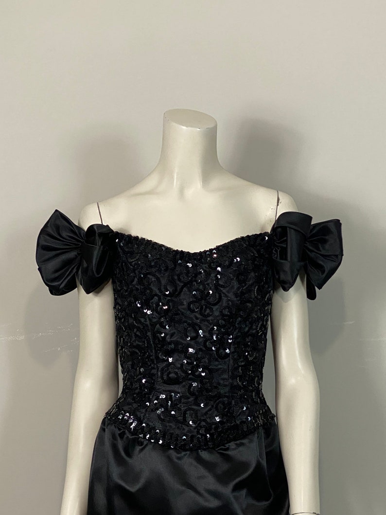 Vintage Dress 80s Mike Benet 80s Prom Dress / Formal Black Sequin ...