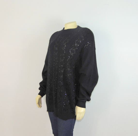 80s Vintage Sweater | 80s 90s Alfred Dunner Black… - image 9