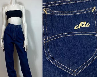 Jeans H.I.S. de mezclilla oscura estilo años 80 / Jeans estilo boyfriend vintage Talla 8/9 Modern Small