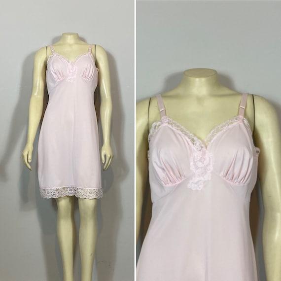 50s 60s Baby Pink Slip| 50s 60s Shadowline Pink F… - image 1