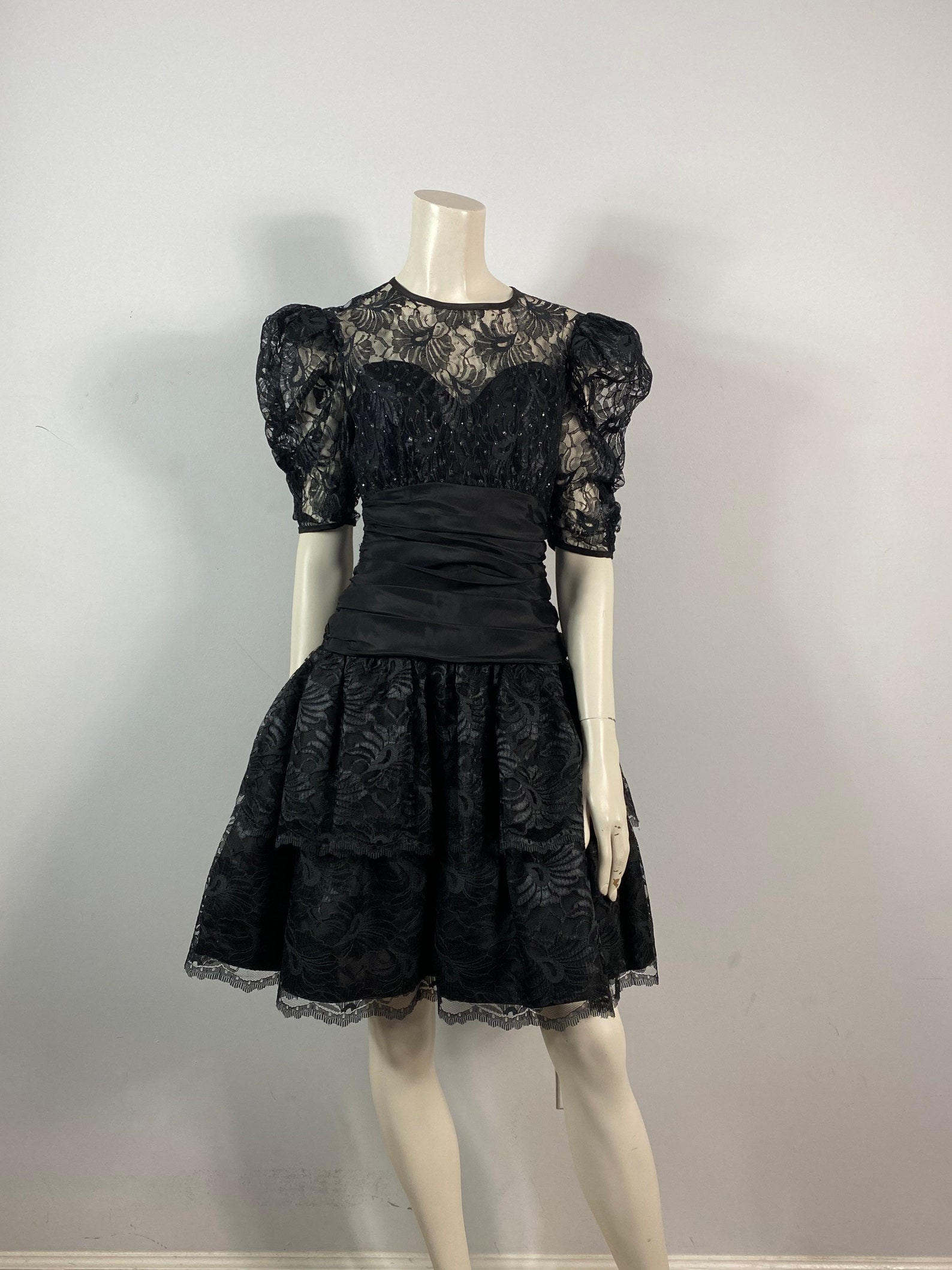 80s Prom Dress 80s Black Lace Prom Dress Glenrob SemiFormal Etsy