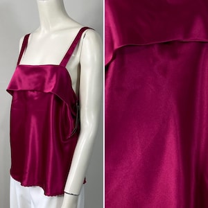 Deadstock 80s 90s Escapades Magenta Hot Pink Satin Suit Camisole M| Vintage Satin Camisole Sz Medium