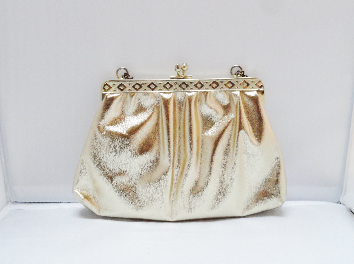 Vintage Clutch Handbag 60s 70s Gold Art Deco Style Purse | Etsy