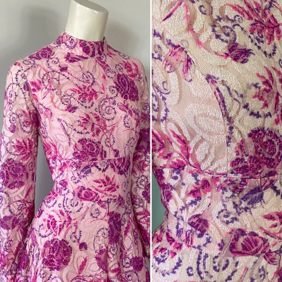 RARE 60s Pink Lace Palazzo Jumpsuit XS-S | Unique… - image 6