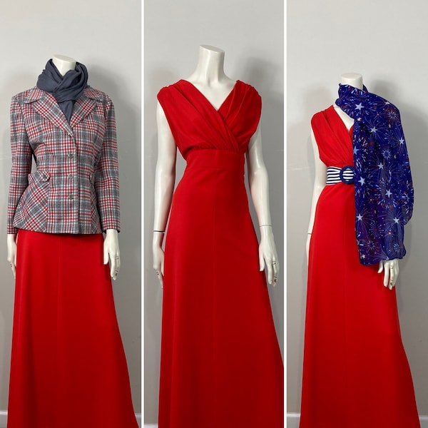 70s Halston Style Dress | 70s Coral Red Trends by Jerrie Lurie Dress| 70s Full Length Dress| 70s Red Maxi Dress| Red Sleeveless Dress S - M