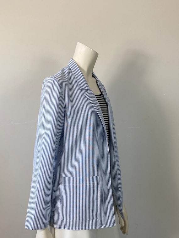 80s Cotton Blazer| 80s Searsucker Blazer| 80s Lig… - image 2