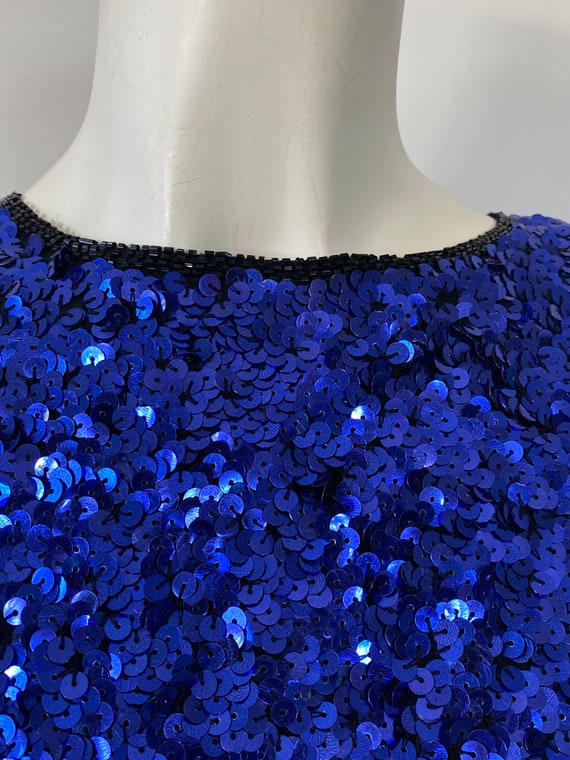 Vintage Sequin Blouse NWT| BLUE Deadstock Stenay … - image 5