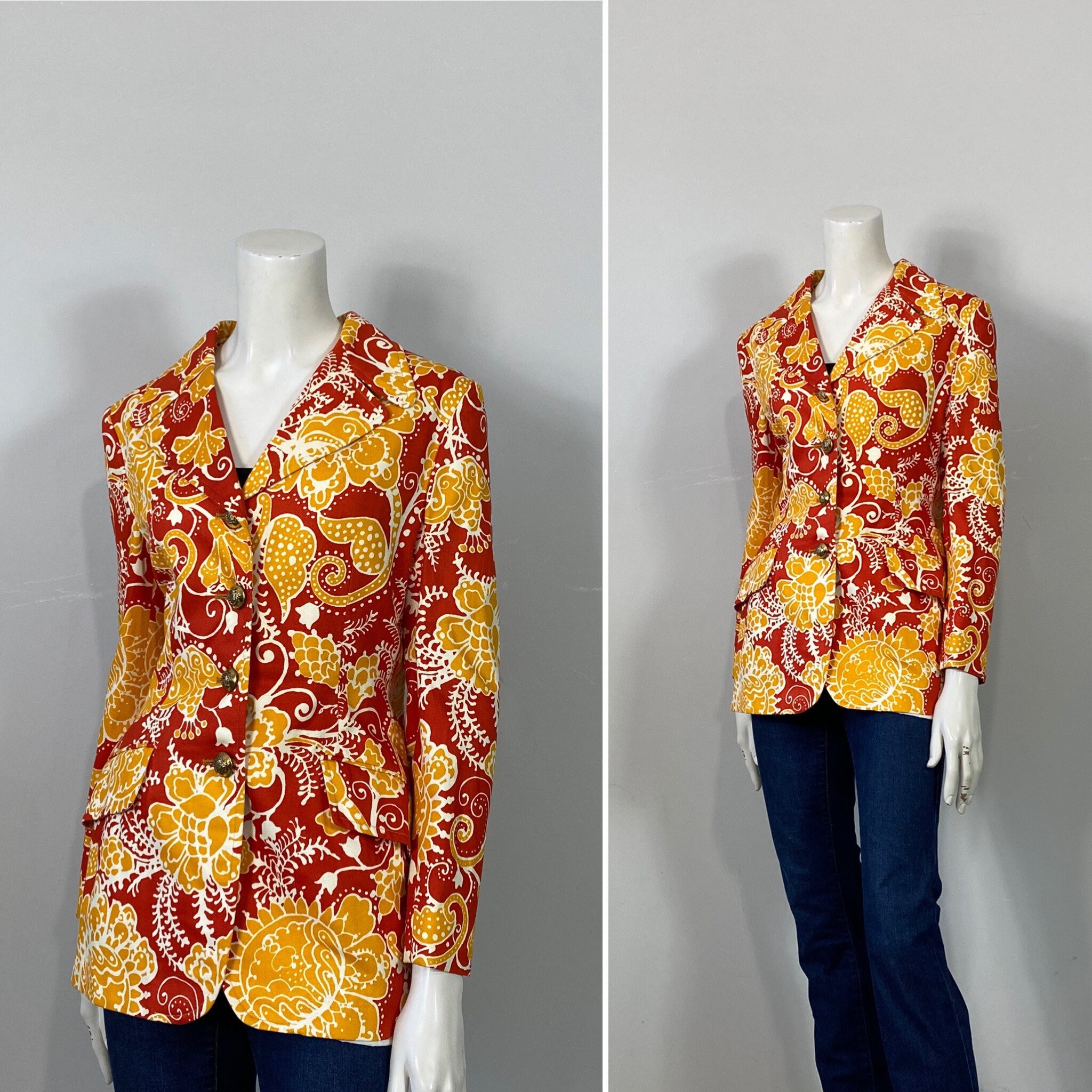 Quintessential 60s Mod Blazer the Most 60s Blazer Ever Coral Goldenrod ...