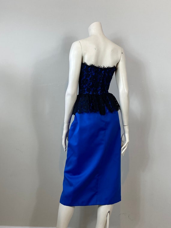 50s Vintage Cocktail Dress| Black Lace Peplum Roy… - image 8