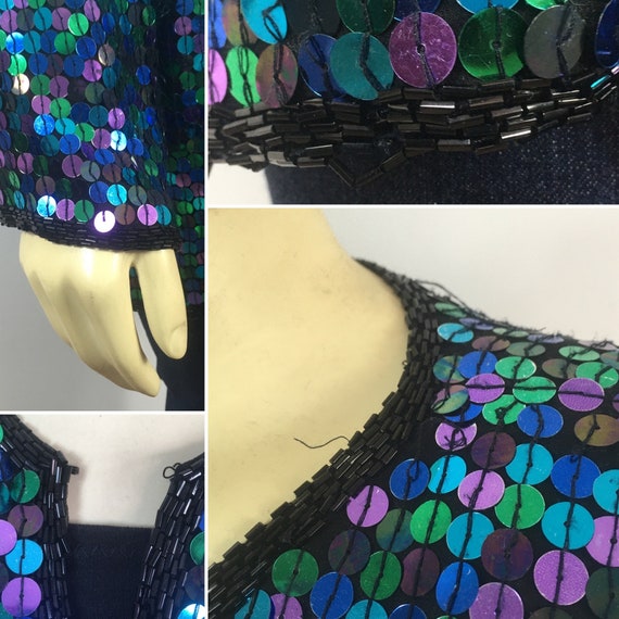 80s 90s Iridescent Sequin Jacket| Vintage Oleg Ca… - image 10