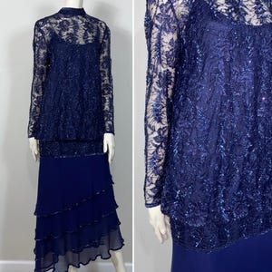 Deadstock 80s Judith Ann Creations Dress| 80s Navy Blue Sequin Gown|  Navy Evening Gown Dress NWT| Navy Blue Mother of the Groom