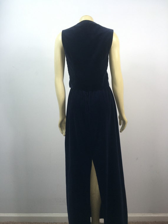 60s 70s Blue Velvet Suit| 60s 70s Dark Blue Velve… - image 7