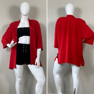 80s Flowing Red Oversized Jacket by Koret sz Medium Modern OSFA S M L Xl Xxl