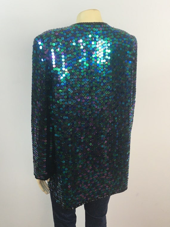 80s 90s Iridescent Sequin Jacket| Vintage Oleg Ca… - image 7