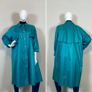 90s Teal Avant-Garde Pleated Duster Coat