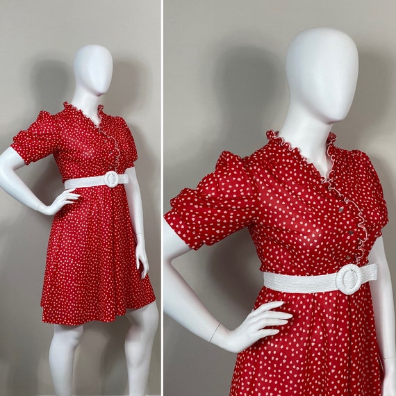 Rood met witte stippen jurk sale
