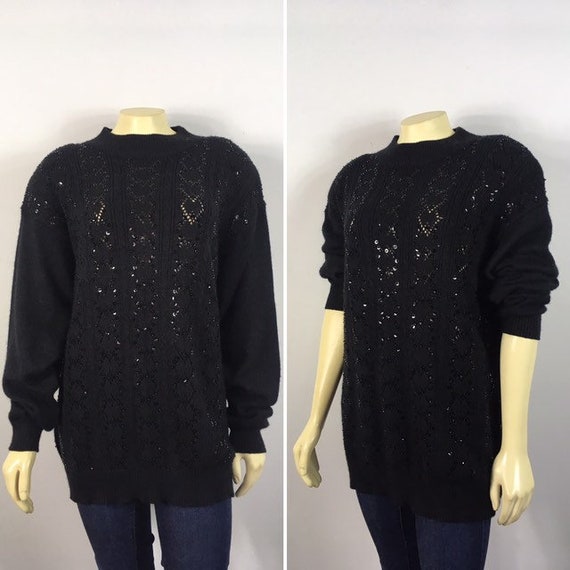 80s Vintage Sweater | 80s 90s Alfred Dunner Black… - image 4