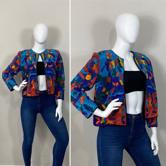 DESIGNER 80s 90s Silk Jacket| Vintage Michael Edw… - image 1