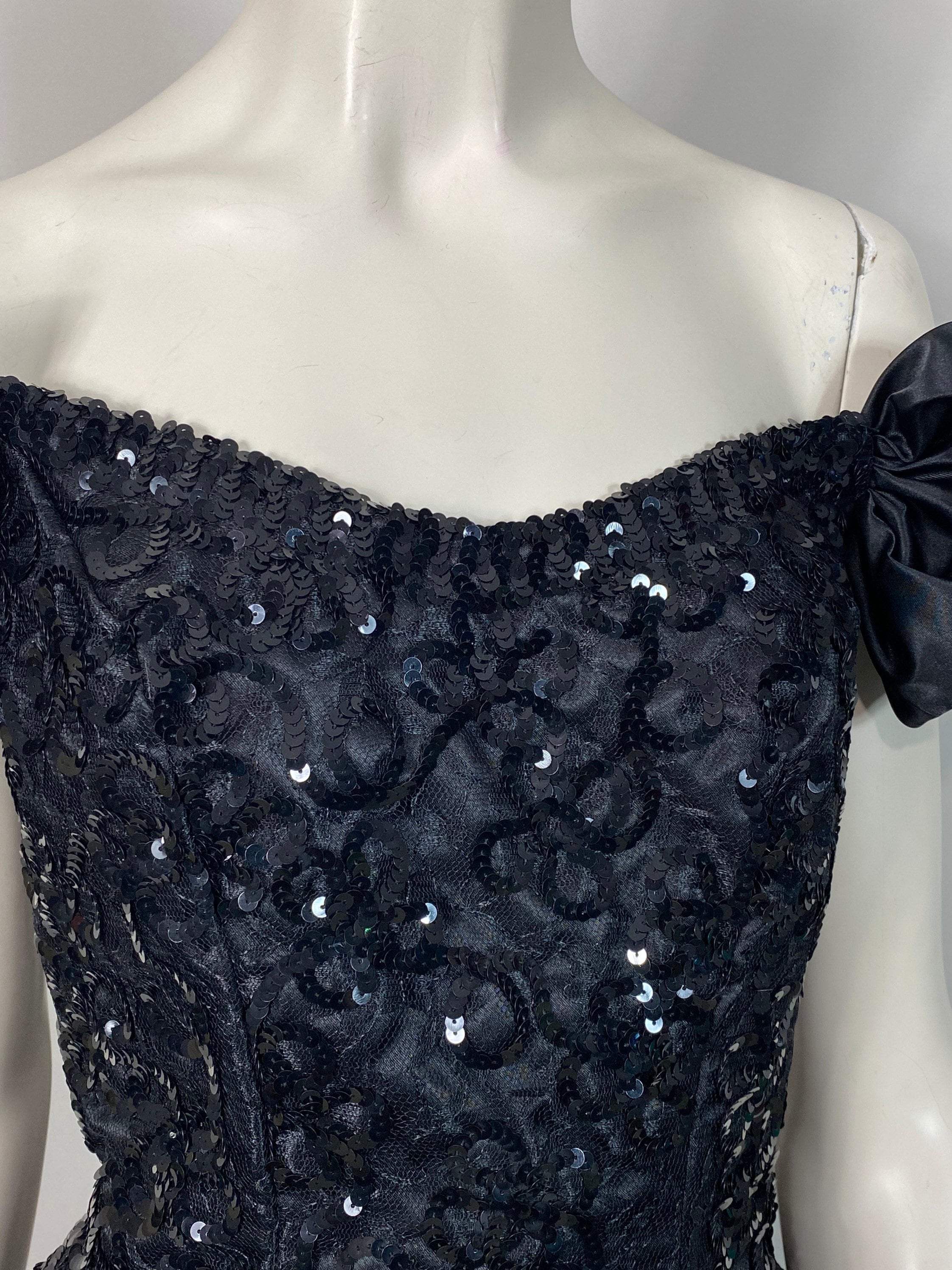 Vintage Dress 80s Mike Benet 80s Prom Dress / Formal Black Sequin ...