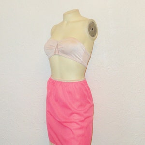 50s 60s Vintage Half Slip 50s BRIGHT Coral Pink Vintage Nylon Half Slip 60s Bright Coral Pink Nylon Mini Slip Size small image 10