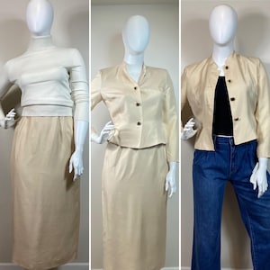 NWT Vintage Silk Suit| 2000s 100% Silk Tan Suit Donna Morgan Size 14 Modern Extra Large