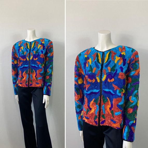 DESIGNER 80s 90s Silk Jacket| Vintage Michael Edw… - image 3