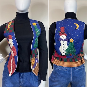 Vintage Christmas Patchwork Vest Medium to Large