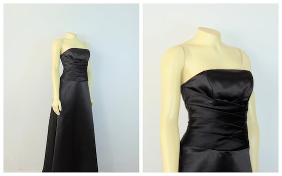 90s Black Prom Dress| 90s Formal Gown| Removable S