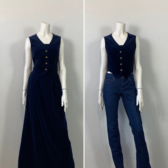 Navy blue top skirt and vest