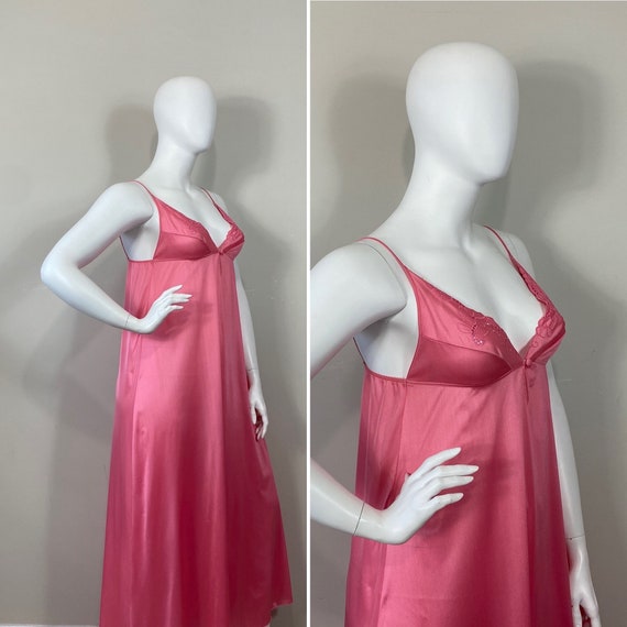 70s 80s PInk NIghtgown| 70s 80s Bubblegum Pink Ny… - image 3