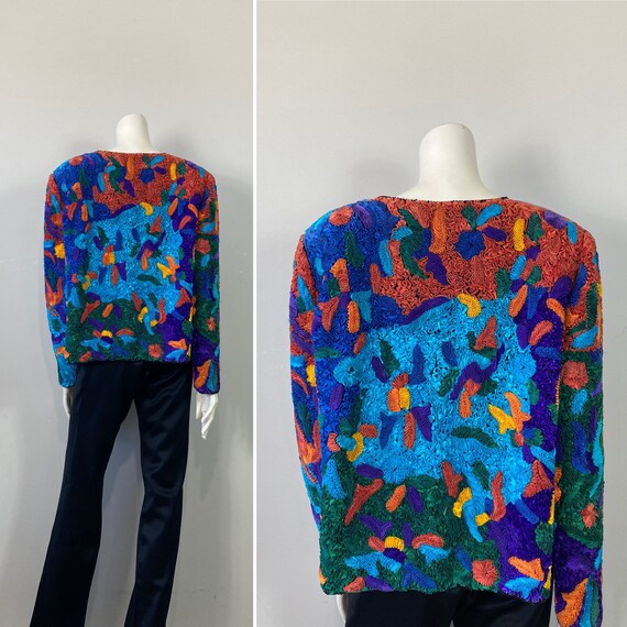 DESIGNER 80s 90s Silk Jacket| Vintage Michael Edw… - image 5