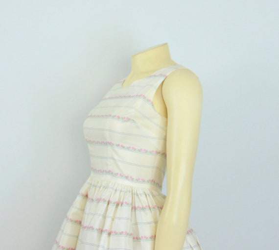 Adorable 50s Bouffant Dress & Jacket Ivory Pink a… - image 3