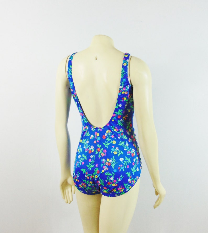 70s Swimsuit 70s Gabar Blue Floral Swimsuit Vintage 1 Piece - Etsy