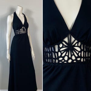 60s Eyelet Halterneck Dress| Vintage Halter Summer Dress| Vintage Sundress Modern S - M