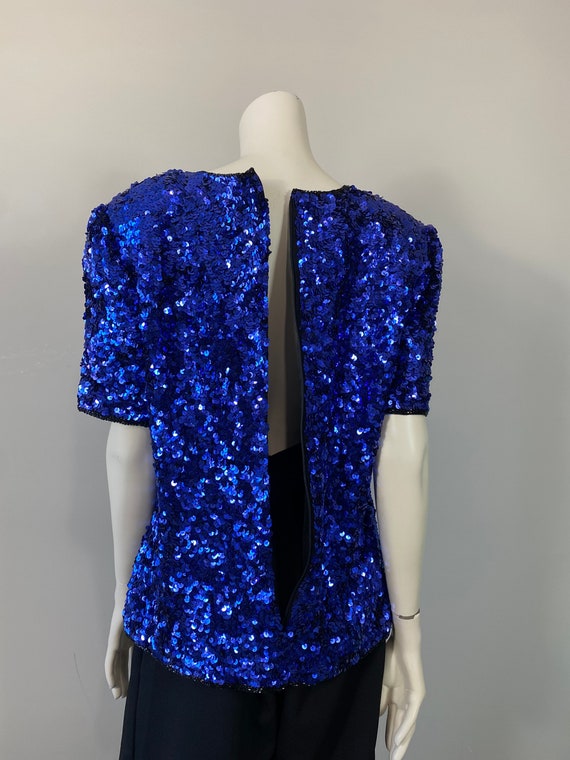 Vintage Sequin Blouse NWT| BLUE Deadstock Stenay … - image 8