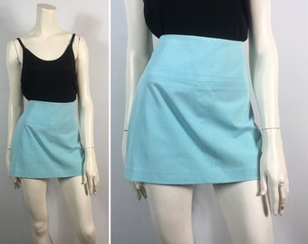 Minifalda Y2K Express, nueva, stock muerto/aguamarina, nueva, con etiquetas/minifalda Vintage Express, talla 5/6, moderna, mediana