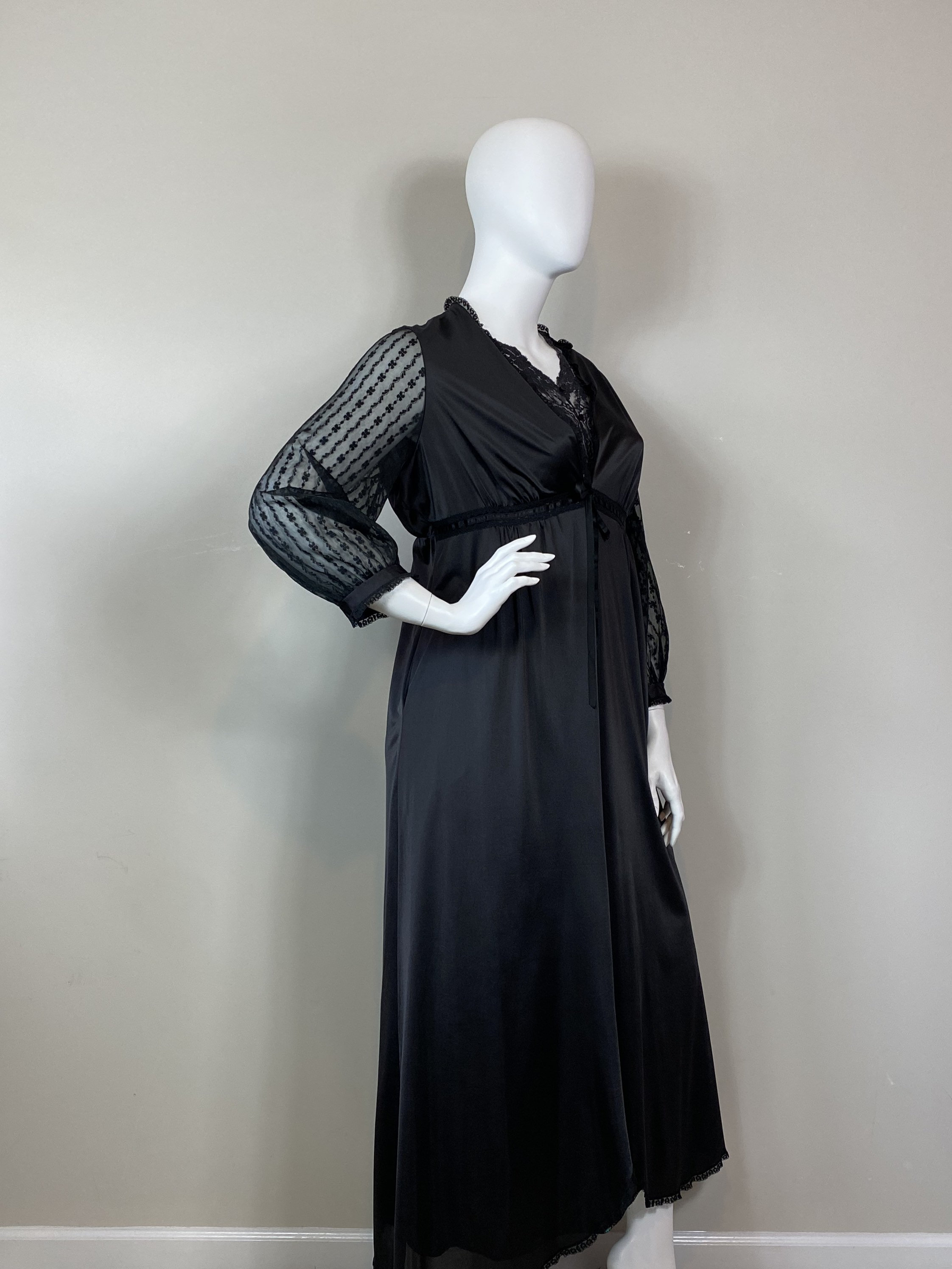 Vintage Black Satin Robe XXL 4446 Vintage Plus Size Etsy