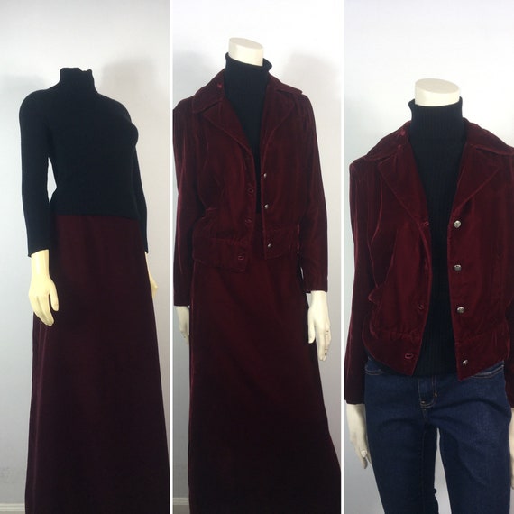 30s 40s Velvet Suit| Vintage Velvet Jacket & Skirt