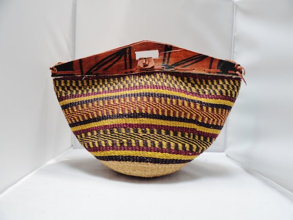 Vintage Purse Ghanaian Handmade Straw Shoulder Bag