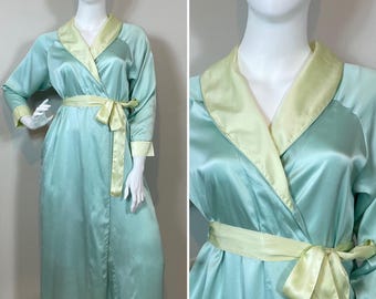 Vintage Halston Satin Dressing Gown Robe Size large modern L - XL