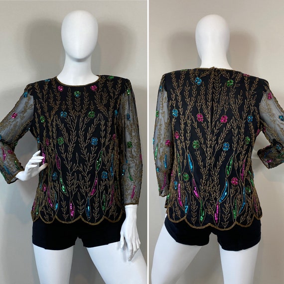 Vintage Sequin Blouse| Vintage Stenay Sequin Bead… - image 4