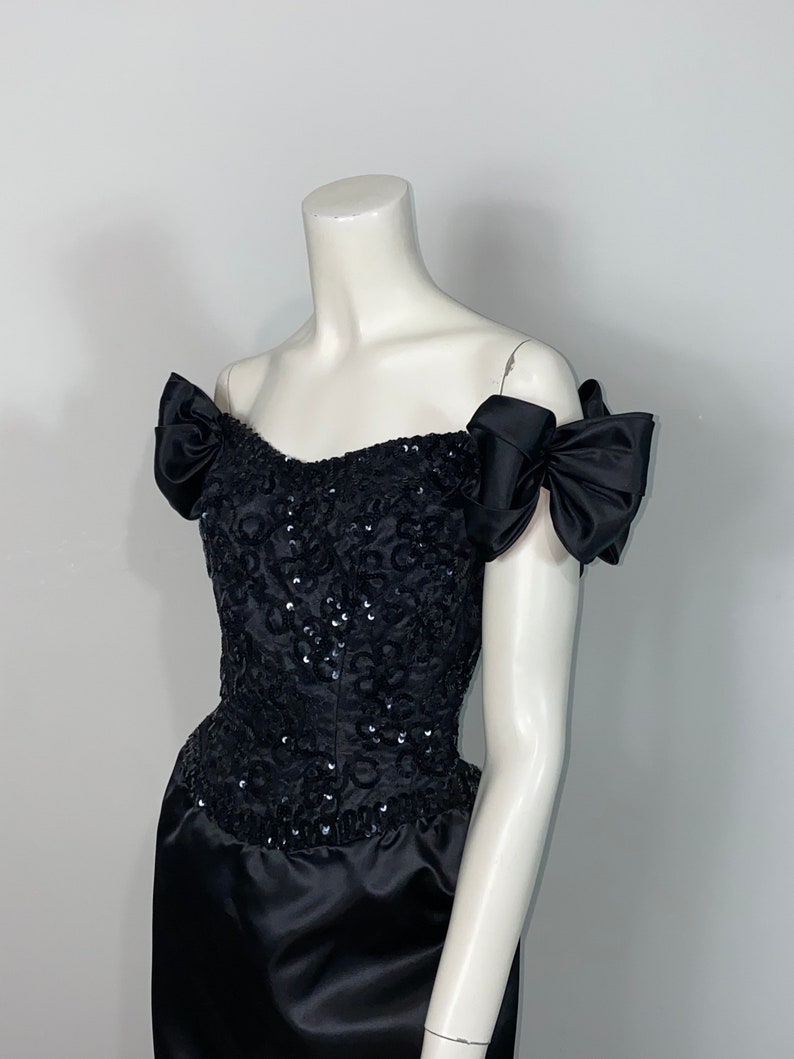 Vintage Dress 80s Mike Benet 80s Prom Dress / Formal Black Sequin ...