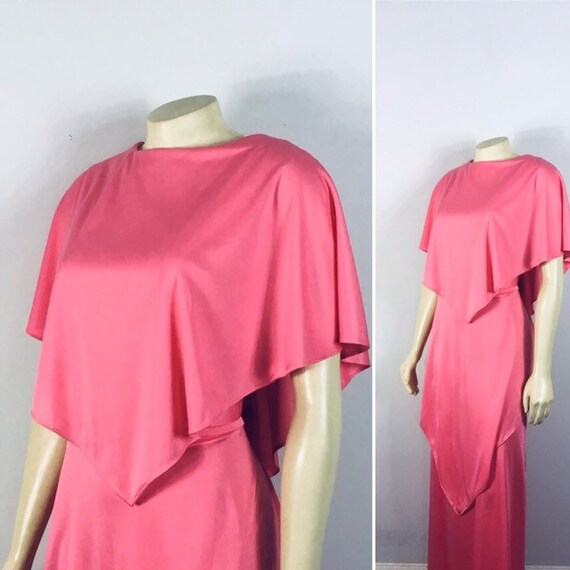 70s Plus Size Formal Dress| Belted Pink Formal Dre