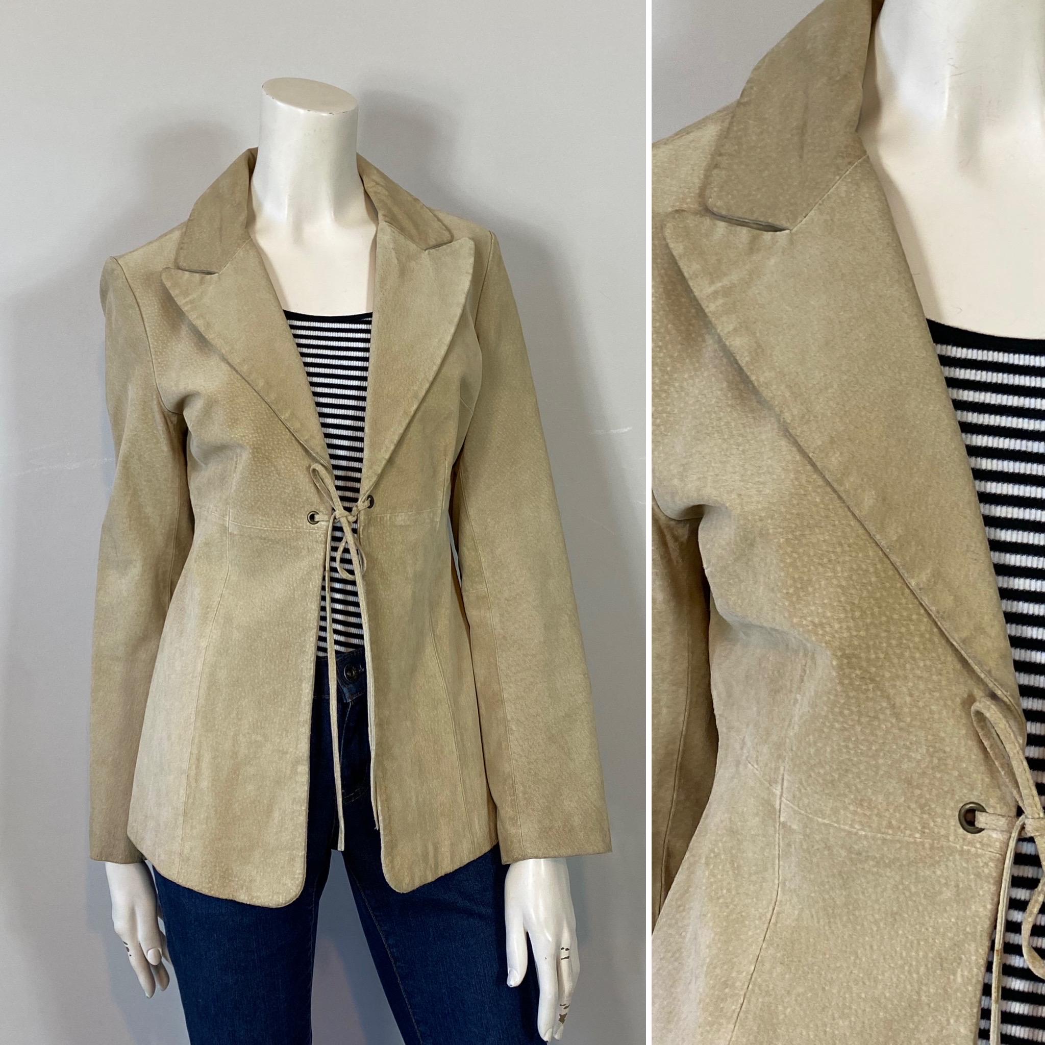 90s Y2K Suede Jacket| Vintage Tan Front Tie Suede Blazer