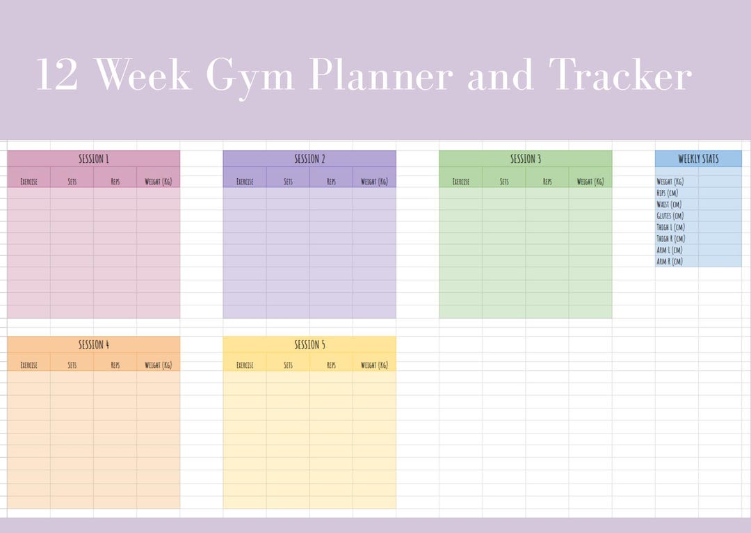 12 Week Gym Planner and Progress Tracker - Etsy