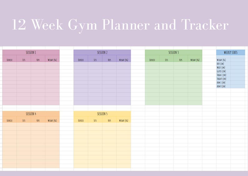 12 Week Gym Planner and Progress Tracker - Etsy