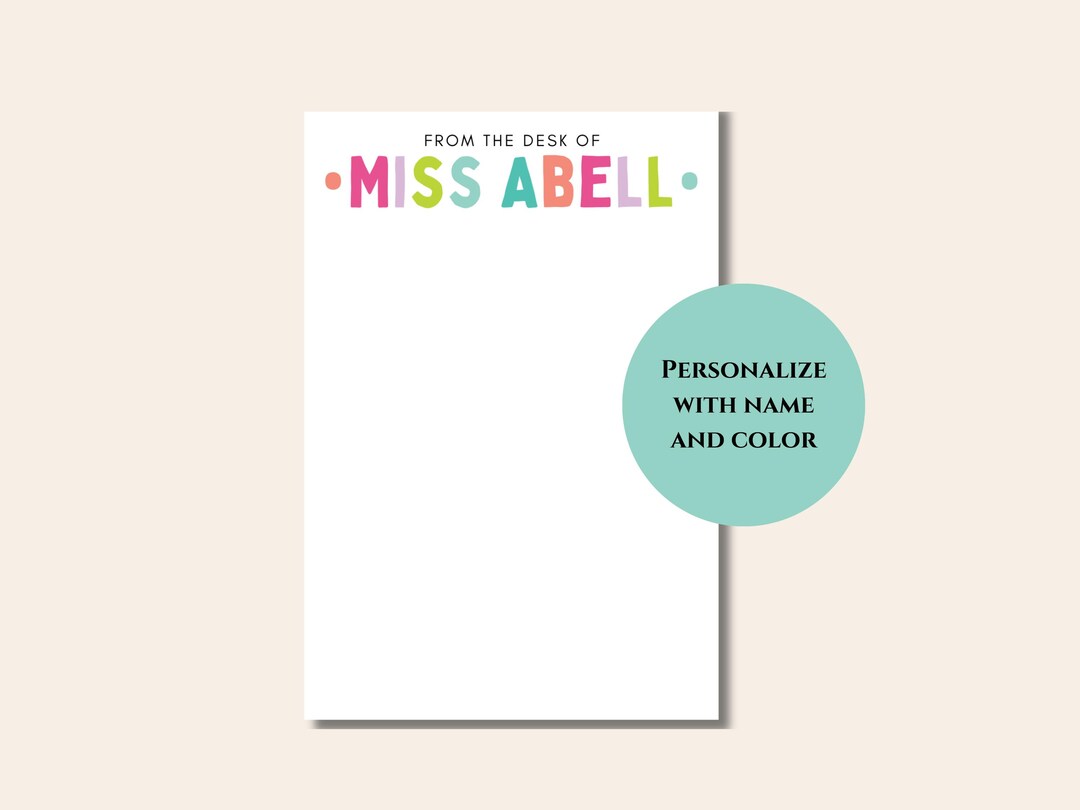 Personalized Teacher Notepad | Custom Teacher | 4x6 Notepad | From the ...