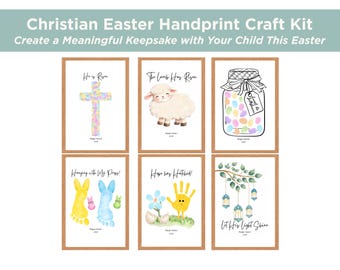 Christian Easter Handprint Craft Printable | Baby Footprint Keepsake | Religious Toddler Art Activity | Sunday School Easter Craft